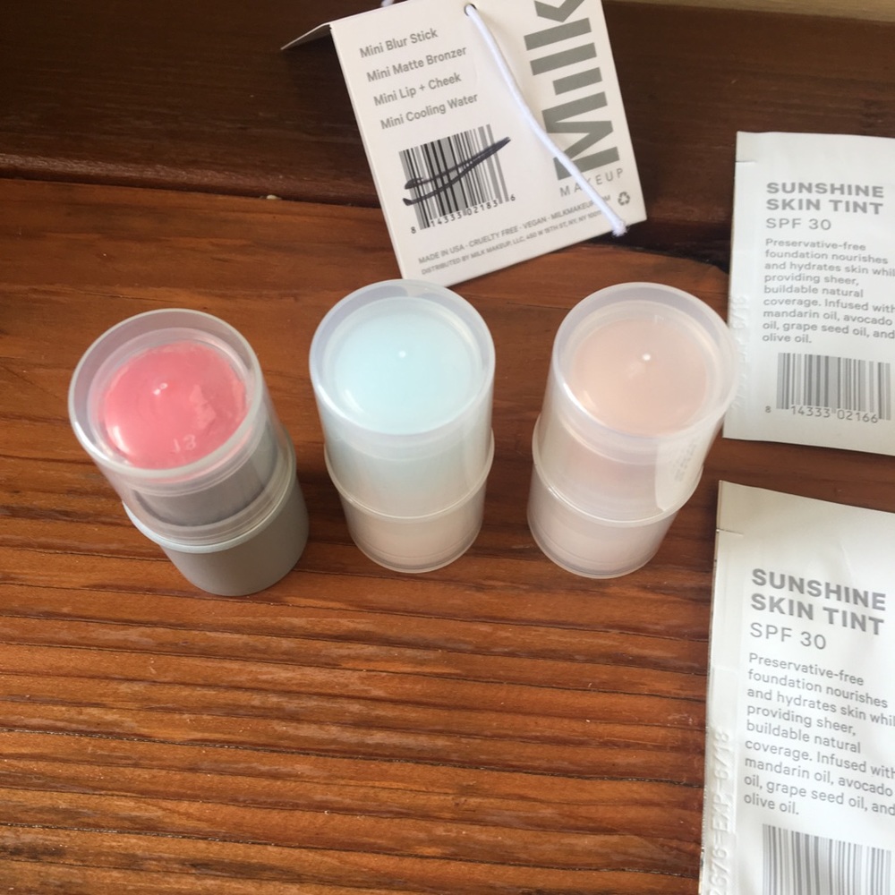 MILK makeup set 3 mini sticks &sunshine skin tints